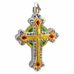 Buy 😉 Traditions Blue Jeweled Cross Ornament ✔️