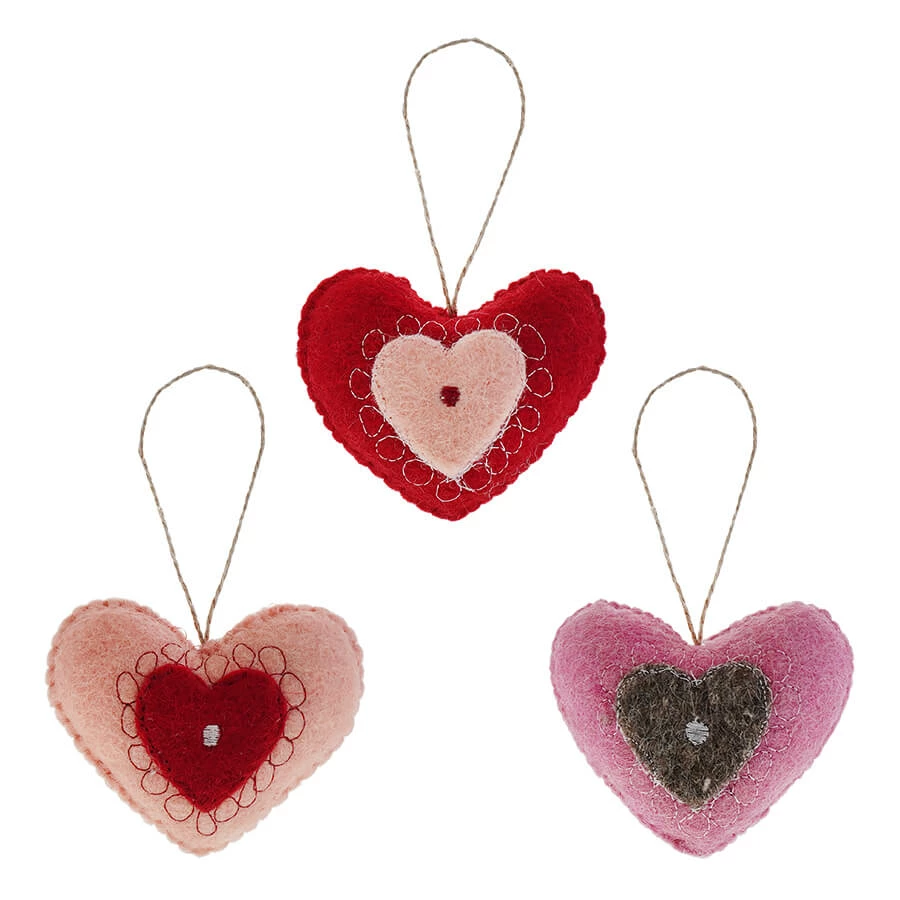Best Pirce π Traditions Red & Pink Wool Felt Heart Ornaments Set/3 π 3 Best Pirce π Traditions Red & Pink Wool Felt Heart Ornaments Set/3 π