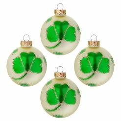 Flash Sale ⌛ Traditions Shamrock Design Glass Ball Ornaments Box/4 🎉