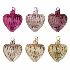 Brand new 🛒 Traditions Heartfelt Striped Ornaments Set/6 👏