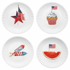 Cheapest 🎁 Traditions American Holiday Flag Melamine Plates Set/4 🎉