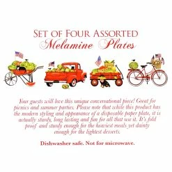 Flash Sale 👏 Traditions American Holiday Watermelon Melamine Plates Set/4 ✨ -Ornament shop GVME0587b