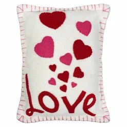 Budget 🎉 Traditions White "Love" Pillow With Red Hearts ⭐