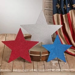 Hot Sale ❤️ Traditions Americana Glittered Standing Stars Set/3 🔥 -Ornament shop RL1717c