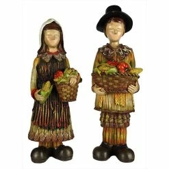 Cheap 🥰 Traditions Small Pilgrim Couple With Harvest Delights 🔔