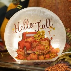 Discount 👏 Traditions Lighted Hello Fall Frosted Glass Harvest Luminary 😉 -Ornament shop SS2537700hb