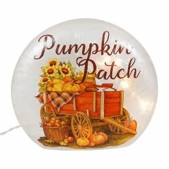 Promo ❤️ Traditions Lighted Pumpkin Patch Frosted Glass Harvest Luminary 🔔