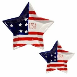 Cheap 💯 Traditions Ceramic Americana Star Flag Plates Set/2 ⌛