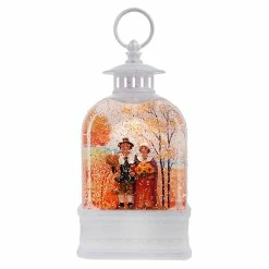Discount 💯 Traditions Lighted Harvest Pilgrim Couple Spinning Water Lantern 🎉