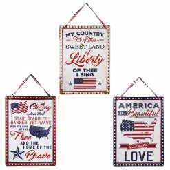 Best deal 😀 Traditions Metal Americana Wall Hanging Signs Set/3 💯