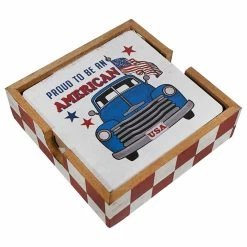 Alternative view of Cheap 🔔 Traditions Wood Americana Truck Coasters In Wood Tray Set/4 🔔