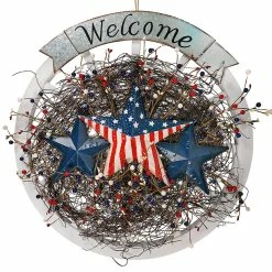 Buy 🌟 Traditions Wood Wall Sign With Americana Wreath & Metal Stars ❤️