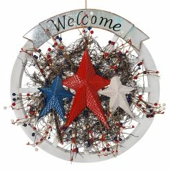 Promo 🥰 Traditions Wood Wall Sign With Americana Wreath & Metal Stars 🔔