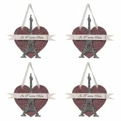 Best deal 🎉 Traditions Eiffel Tower Pink Heart Ornaments Set/4 ❤️