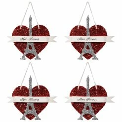 Discount ✨ Traditions Eiffel Tower Red Heart Ornaments Set/4 ✔️