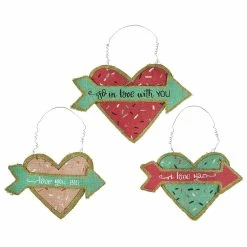 Discount 👍 Traditions Sprinkled With Love Burlap Hearts Set/3 ✔️