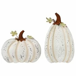 New 👏 Traditions White Rustic Pumpkins Set/2 🛒